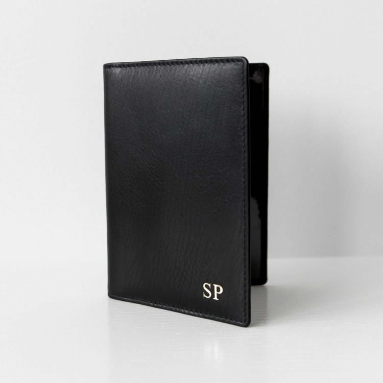 Monogrammed Leather Passport Cover
