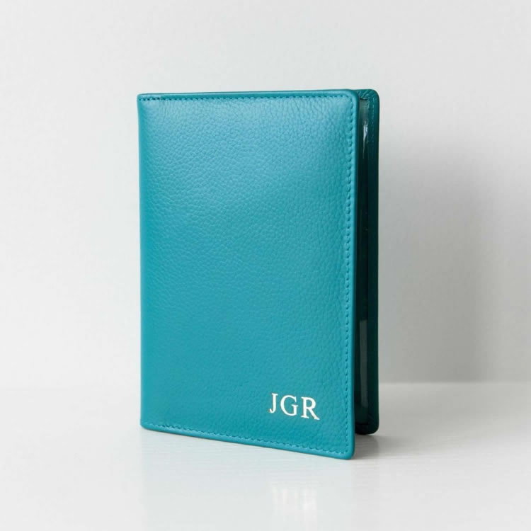Monogrammed Leather Passport Cover